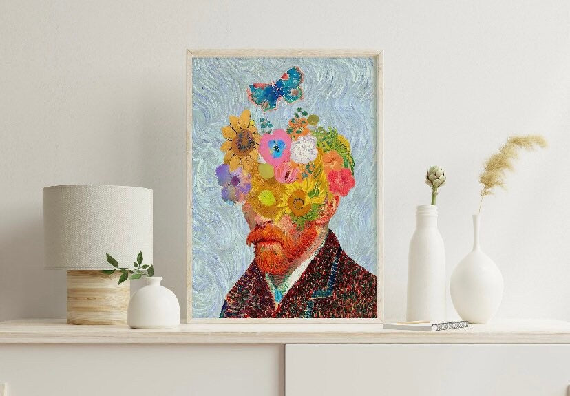 Van Gogh Wall Art | Eclectic Wall Art | Van Gough Self Portrait Print | Famous Oil Painting | Van Gough Poster