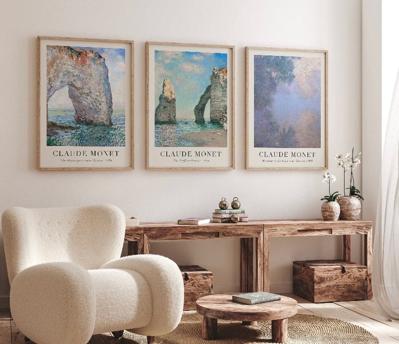 Claude Monet Set of 3 Prints | Gallery Wall Set | Claude Monet Posters | Landscape Wall Art | Monet Exhibition Poster | Vintage Print