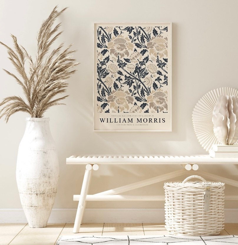 William Morris Print | Larkspur Print | William Morris Poster | Botanical Print | Museum Exhibition | Floral Wall Art | Neutral Print