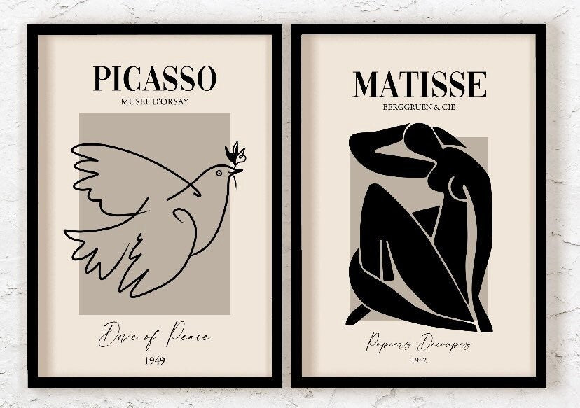 Set of 3 Henri Matisse | Paul Klee | Picasso | Museum Wall Art | Museum Poster Set | Neutral Print | Minimalist | Contemporary Art