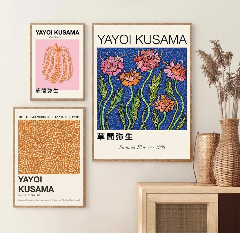 Set Of 3 Prints | Set of 3 Wall Art |Gallery Wall Bundle |Yayoi Kusama Pumpkin Poster |Yayoi Kusama Print Set |Yayoi Kusama Set 3 Prints |