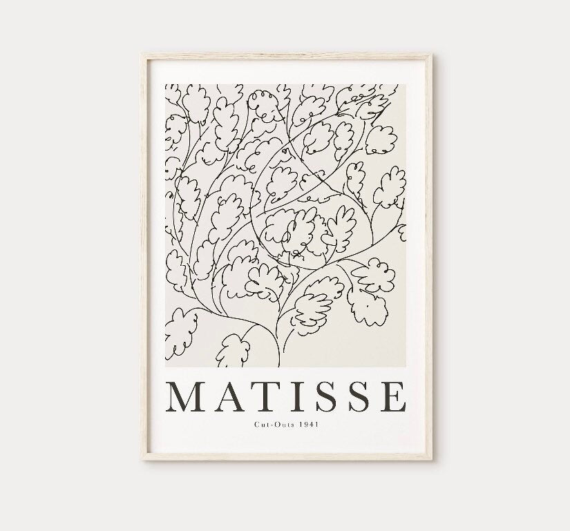 Matisse Wall Art | Cut Outs Exhibition Poster | Black and White Tree Minimalist Matisse Print | Matisse Poster