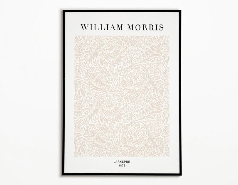 William Morris Print | Neutral William Morris | Larkspur Exhibition Poster | Museum Print | Art Gallery Poster |Botanical Print |