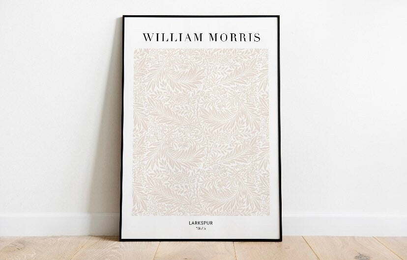 William Morris Print | Neutral William Morris | Larkspur Exhibition Poster | Museum Print | Art Gallery Poster |Botanical Print |