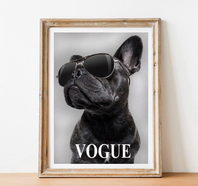 French Bulldog Print | French Bulldog Vogue Poster | Vogue Print | Dog Print | Animal Print | Animal Art | Fashion Print