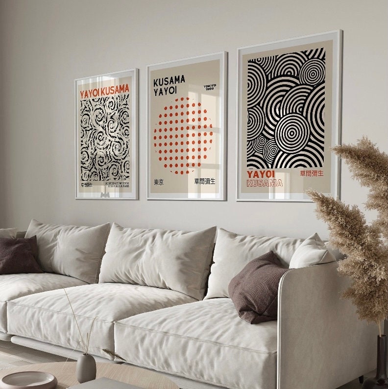 Set Of 3 Prints | Set of 3 Wall Art |Gallery Wall Bundle |Yayoi Kusama Pumpkin Poster |Yayoi Kusama Print Set |Yayoi Kusama Set 3 Prints |