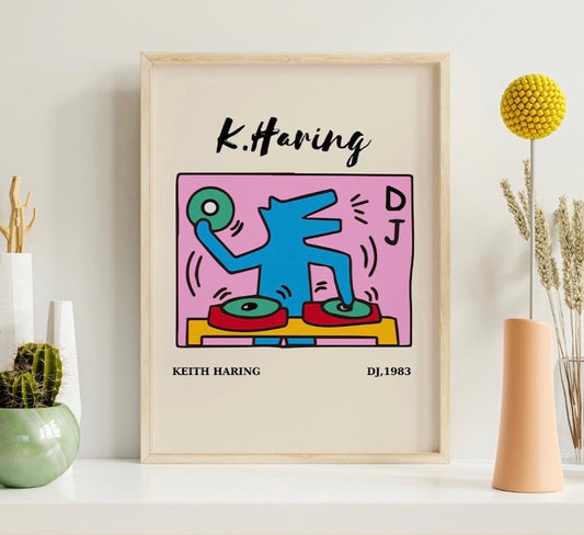 Keith Haring Inspired DJ Dog Print
