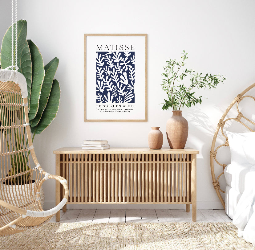 Matisse Navy Blue Botanical  Exhibition Print