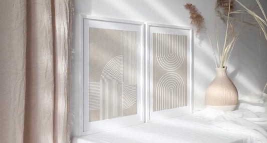 Mid Century Neutral Rainbow Print Set
