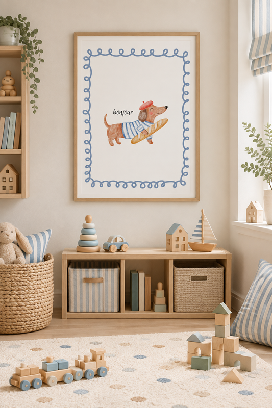 French Dog bonjour Children’s print