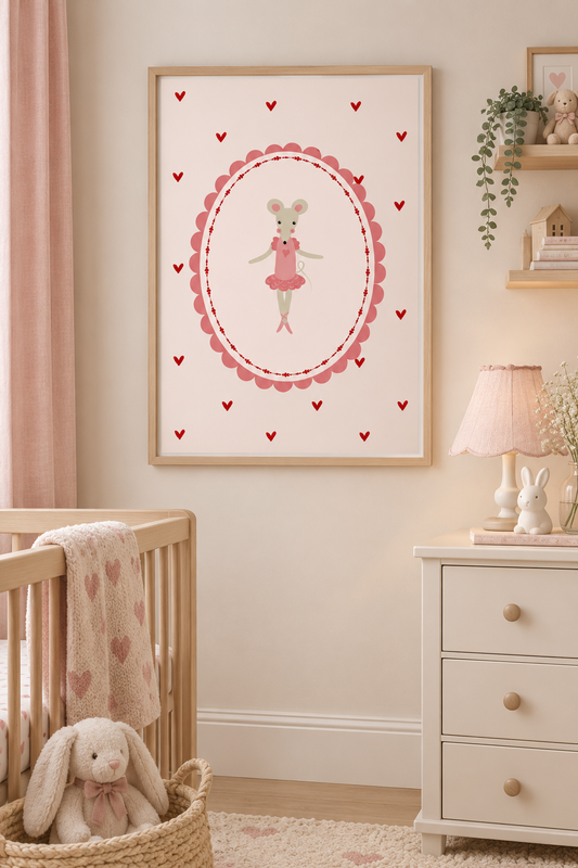 Little Mouse Pink Ballerina Children’s Print