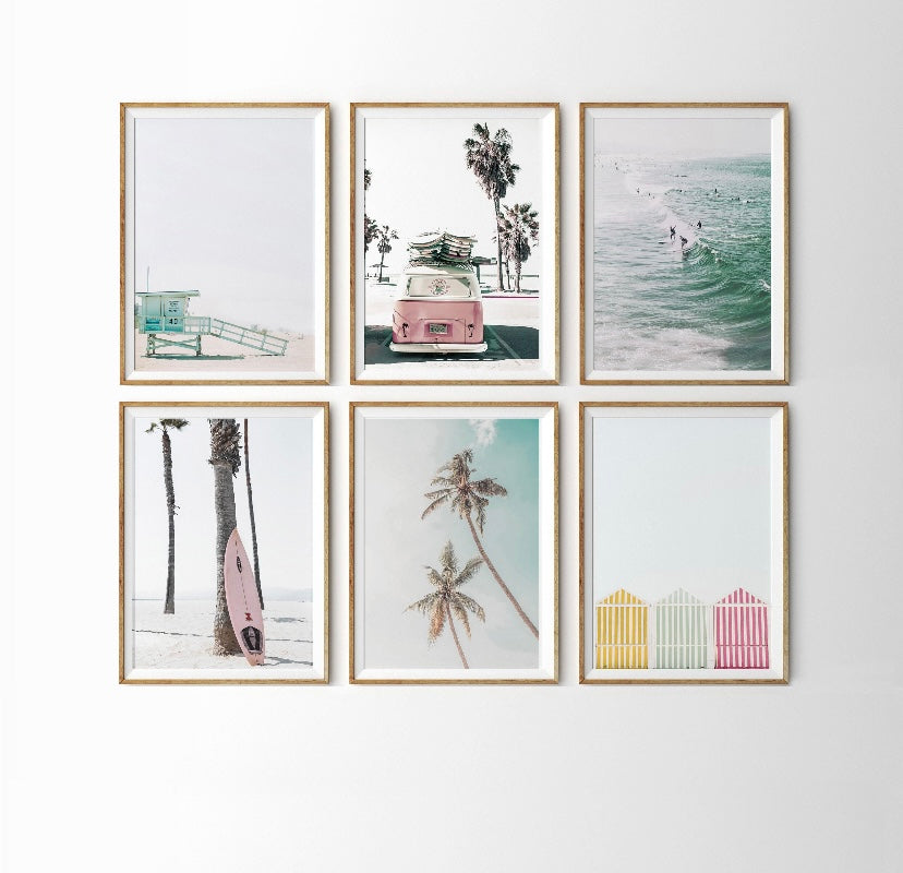 Set of 6 California beach art work