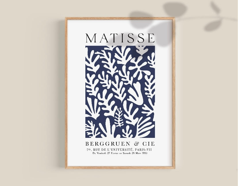 Matisse Navy Blue Botanical  Exhibition Print