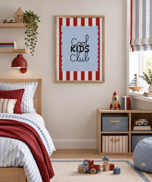 Cool Kids Club Red and Blue Striped Children’s Print