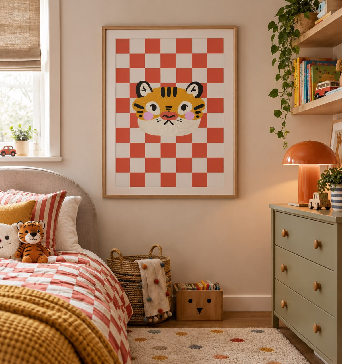 Tiger checkerboard Print