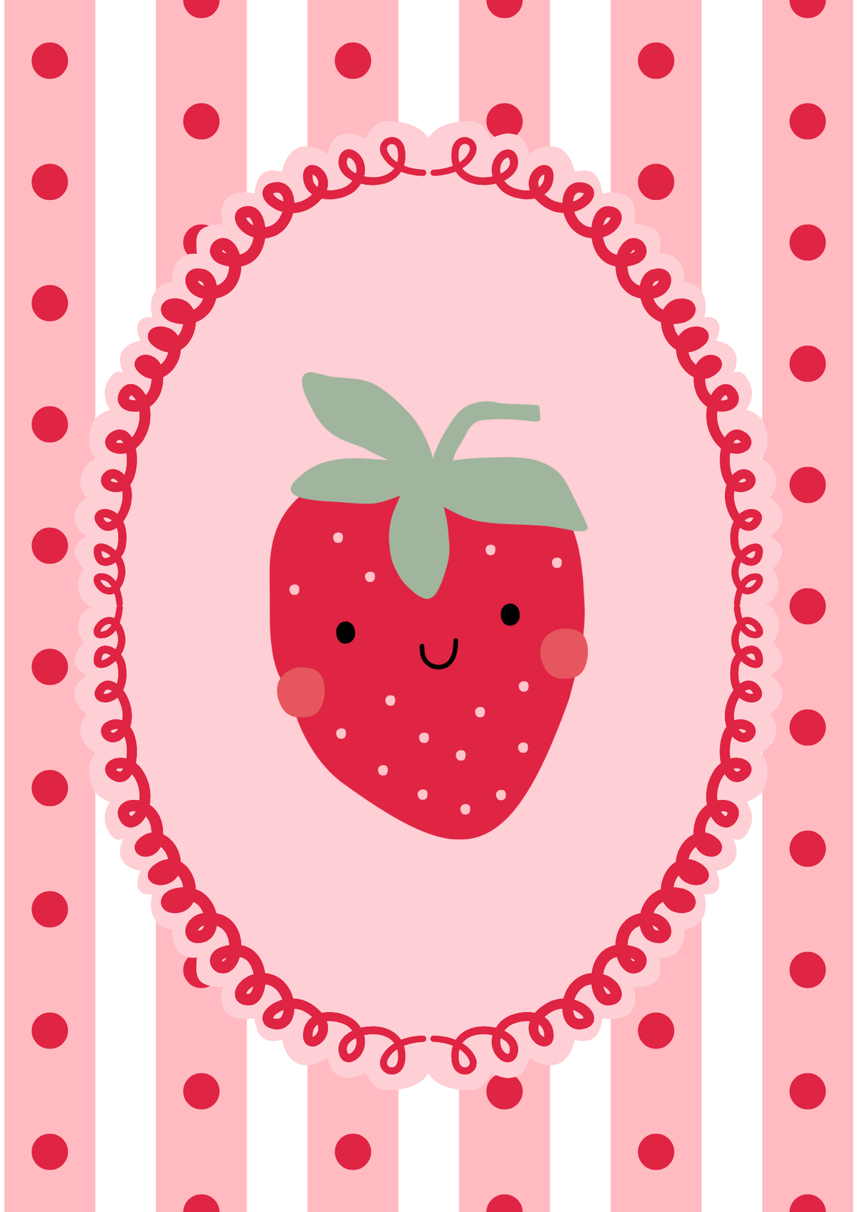 Pink pinstripe strawberry children’s poster