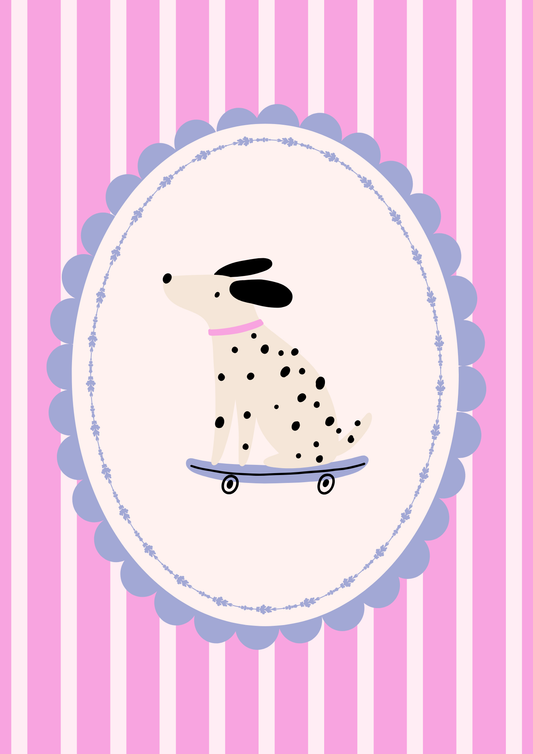 Dalmatian Dog on a skateboard children’s print
