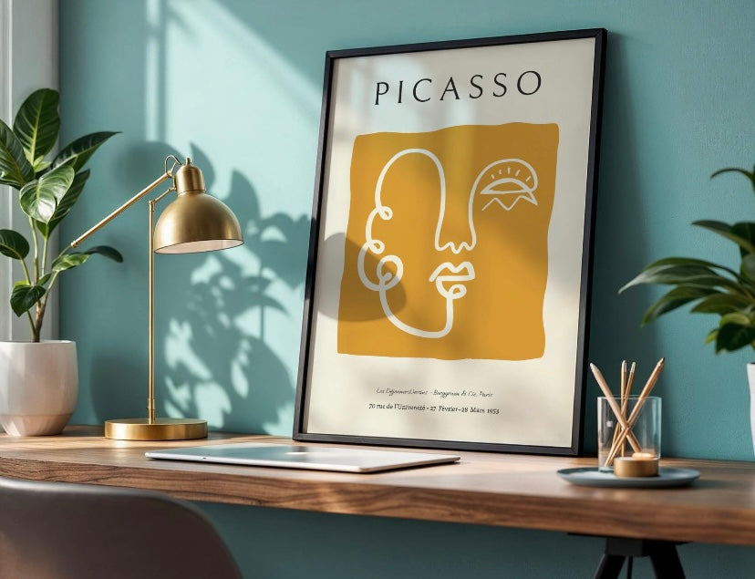 Matisse Picasso and Bauhaus Mustard Yellow Print set