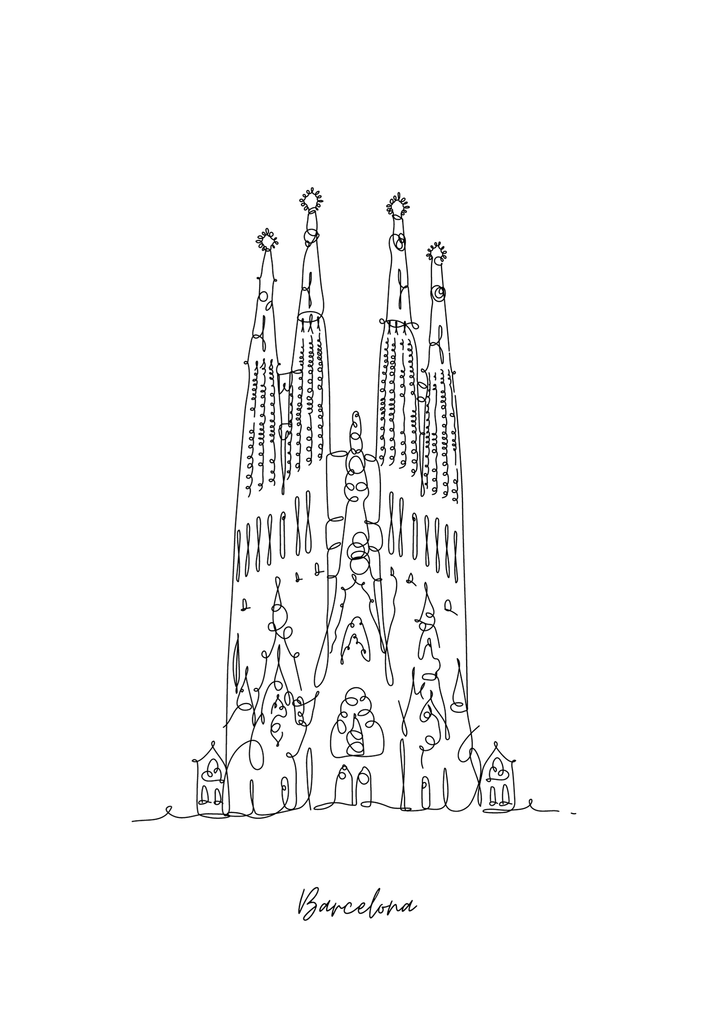 Barcelona Line Art Print