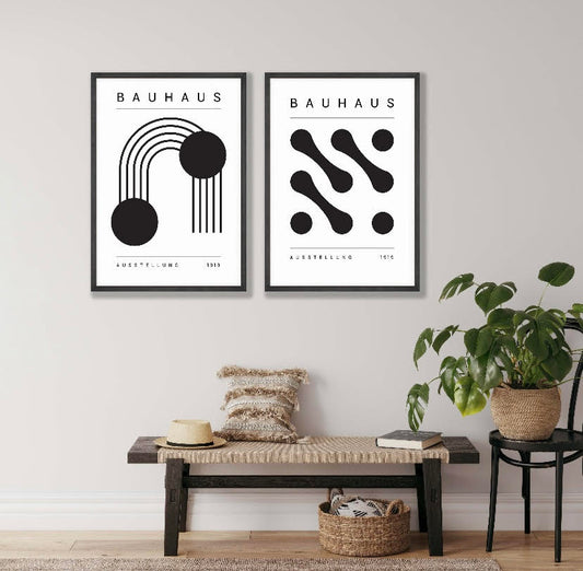 Black And White Geometric Bauhaus Poster Set