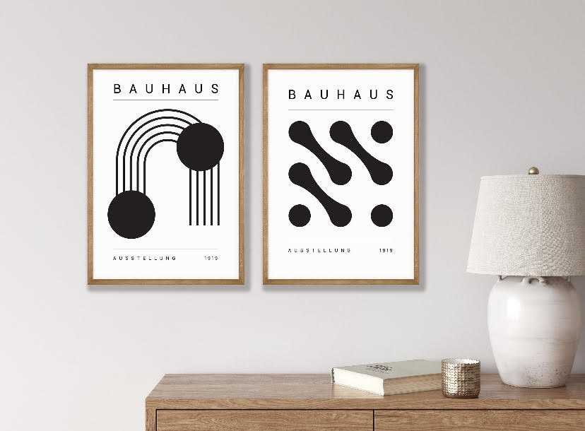 Black And White Geometric Bauhaus Poster Set