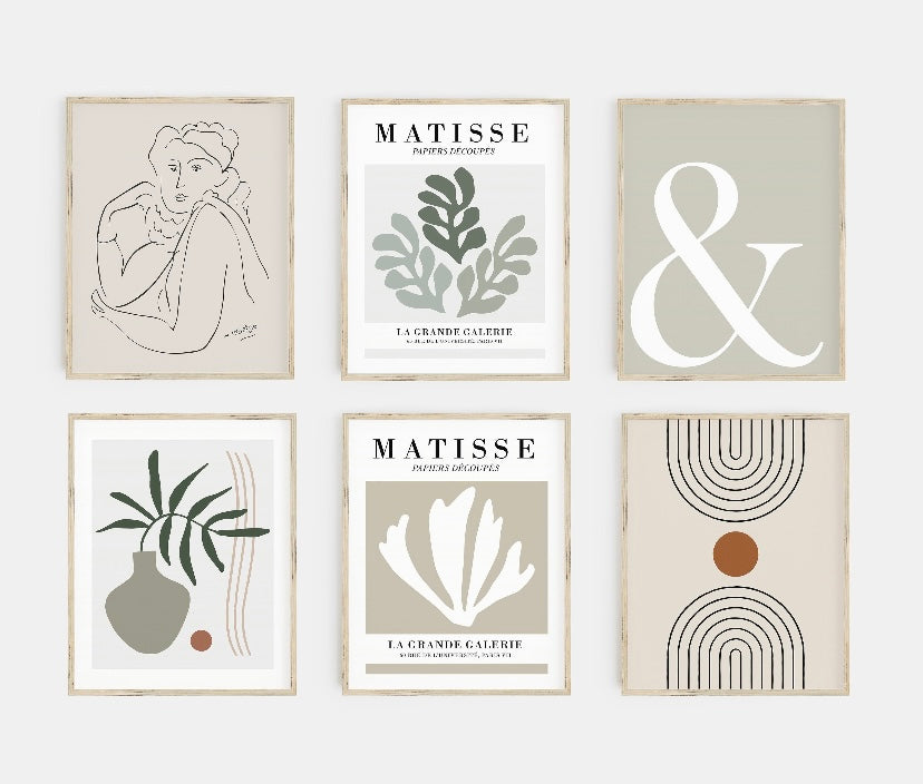 Henri Matisse set of six mid century Gallery Wall Prints