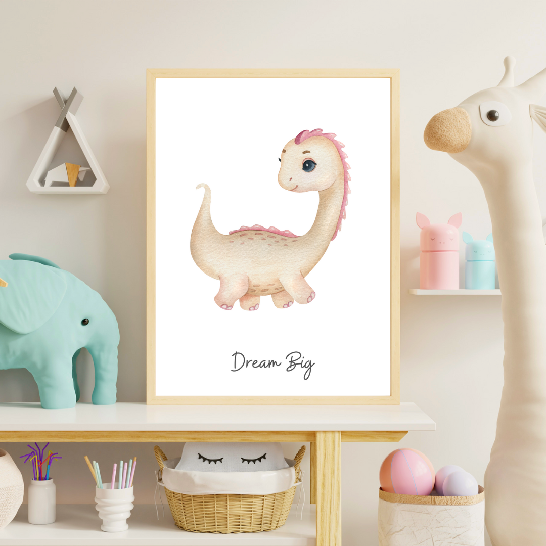 Children's Dream Big Dinosaur Print