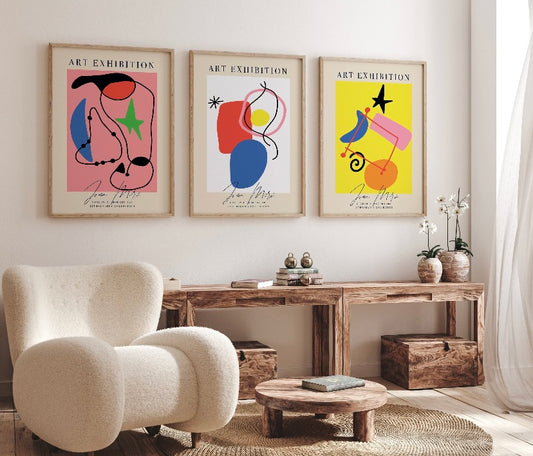 Joan Miro Set Of Three Colourful Abstract Prints