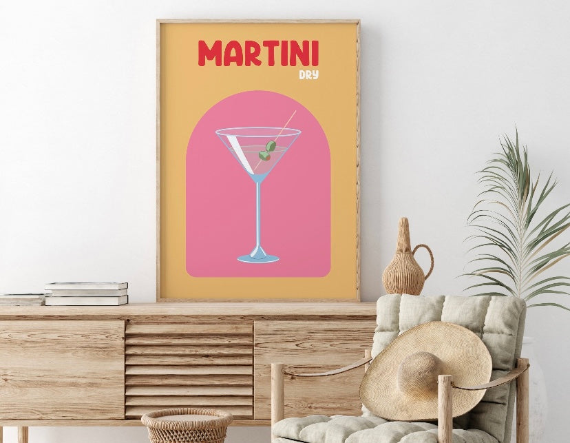 Martini Retro Cocktail Print