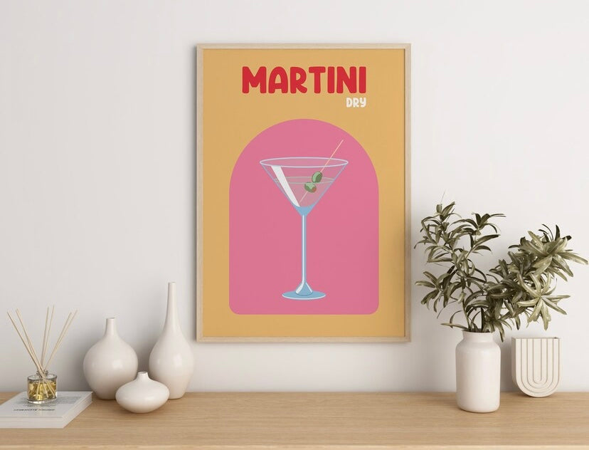 Martini Retro Cocktail Print