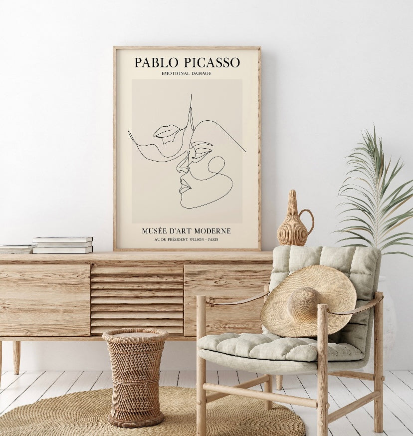 Picasso Emotional Damage Print | Picasso Poster | Picasso Line Drawings | Exhibition Wall Art | Museum Poster