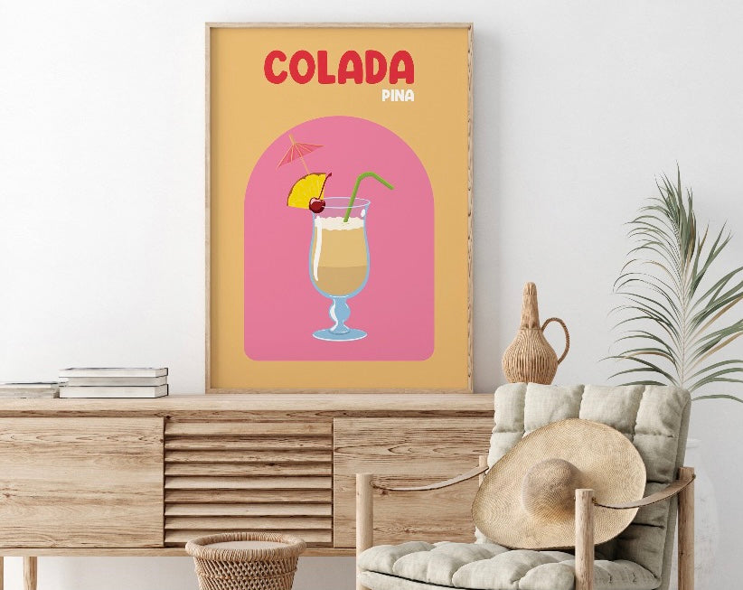 Pina Colada Retro Cocktail Print