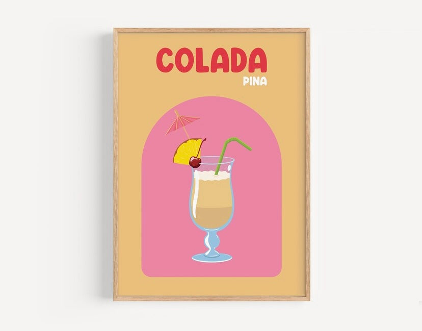 Pina Colada Retro Cocktail Print