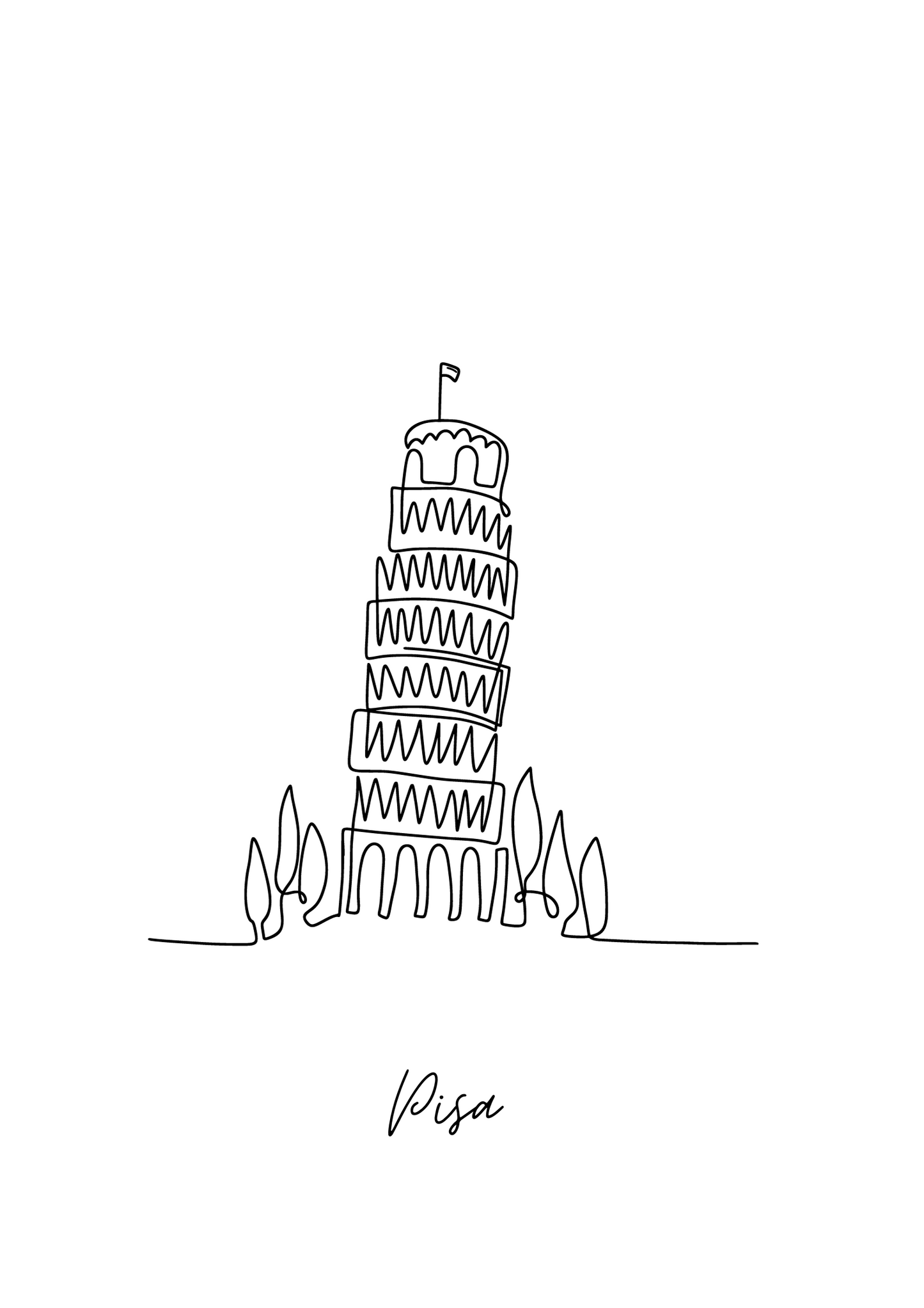 Pisa Line Art Print