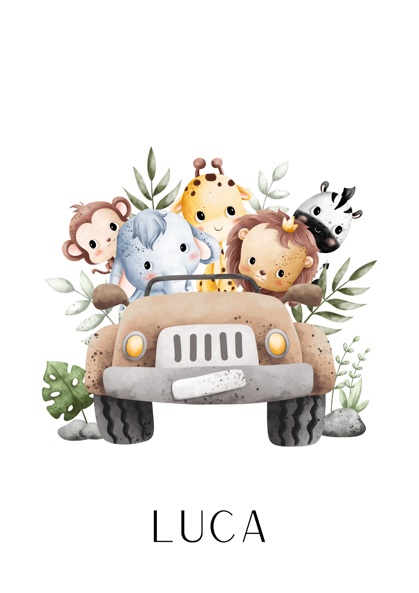 Personalised Children's Safari Animal Print