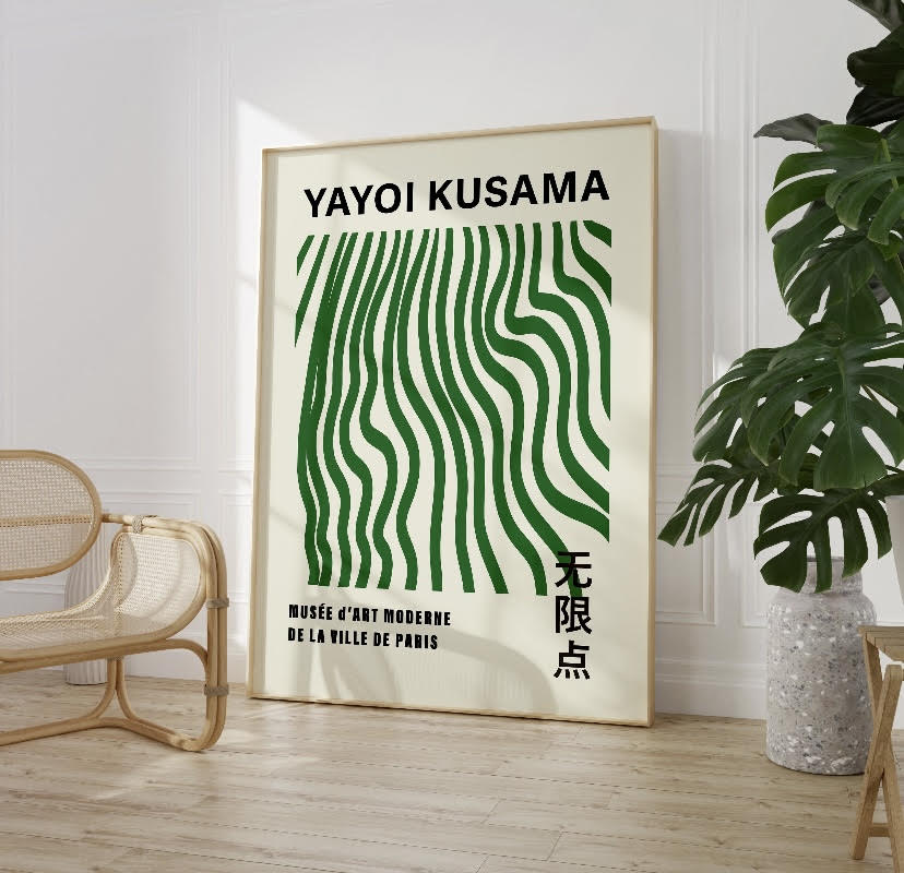 Yayoi Kusama Green Minimalist Print