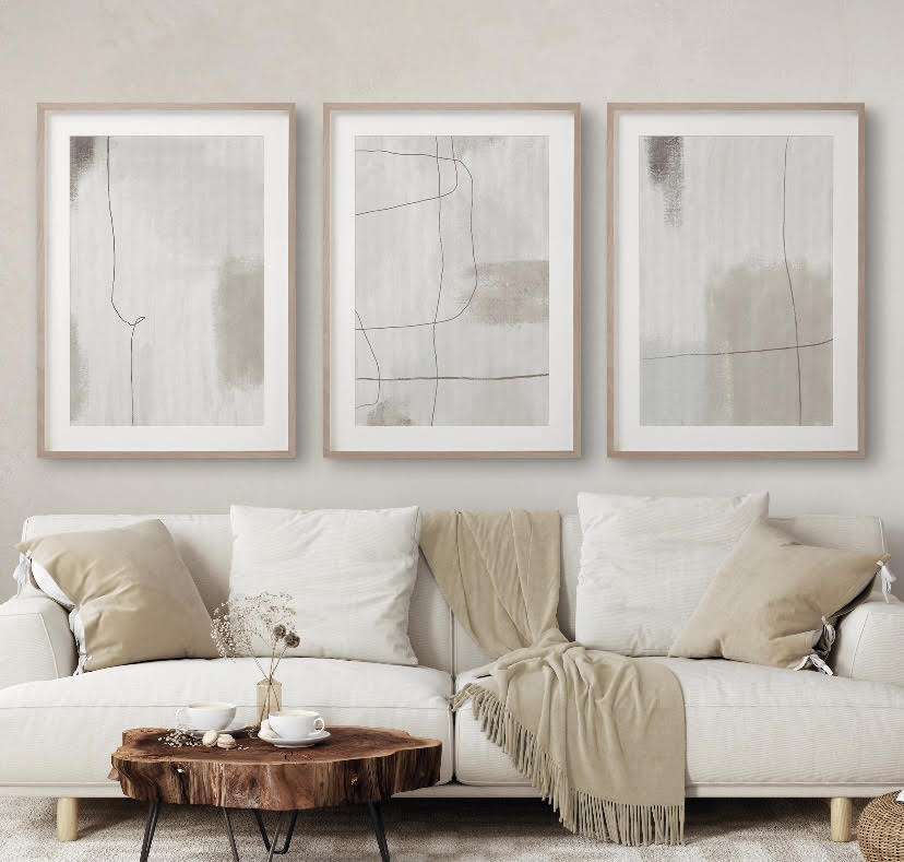 Abstract Light Neutral Nordic Print Set