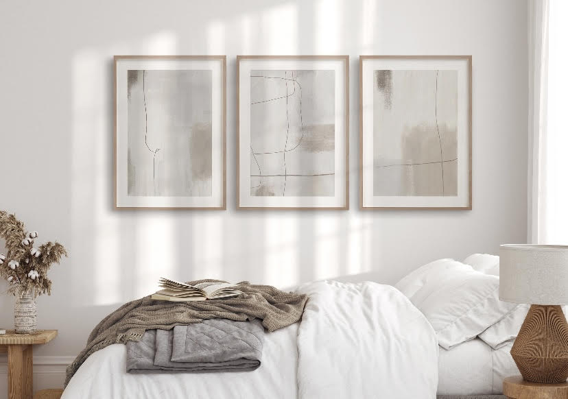 Abstract Light Neutral Nordic Print Set