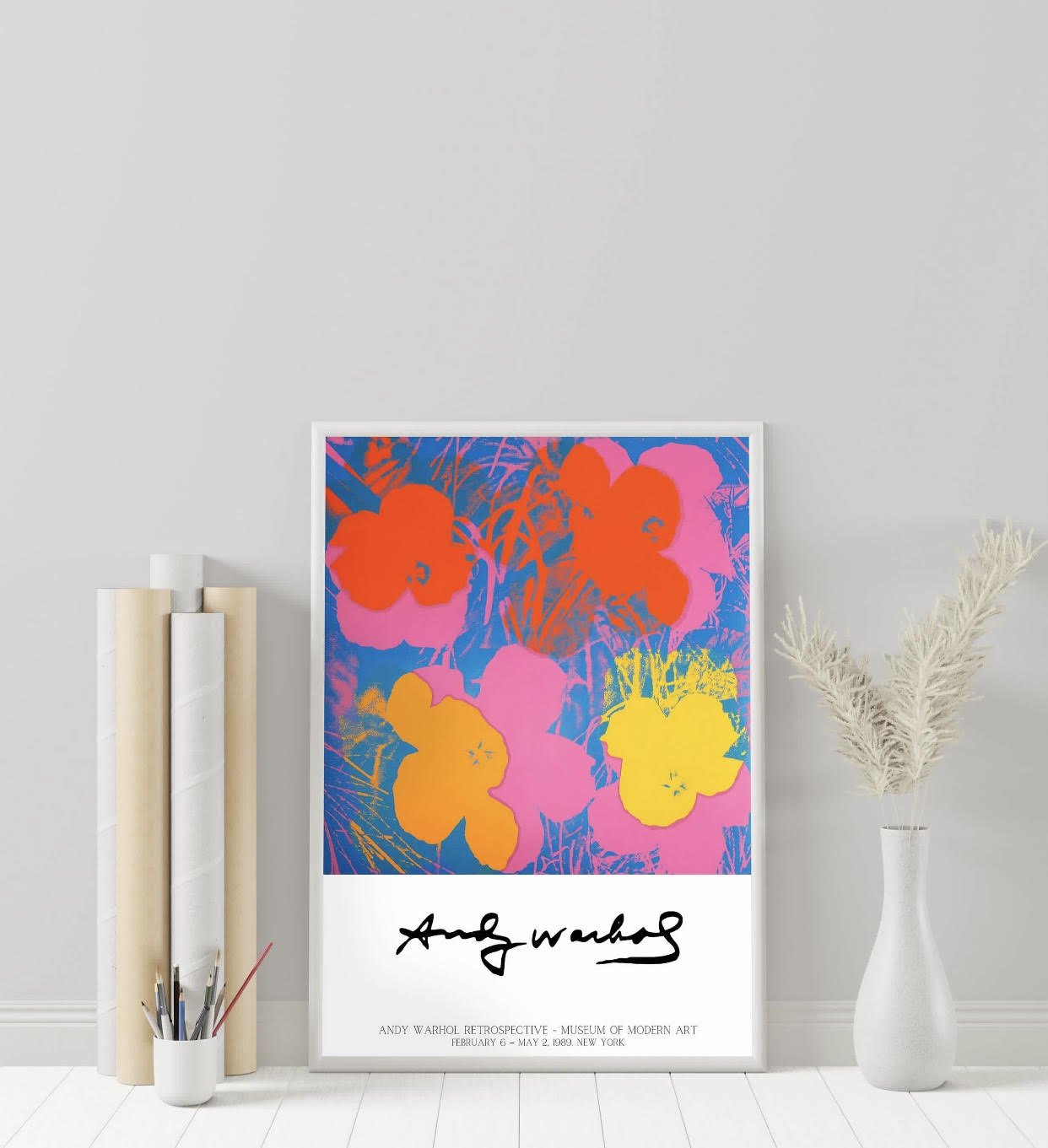 Andy Warhol Colourful Flowers Print