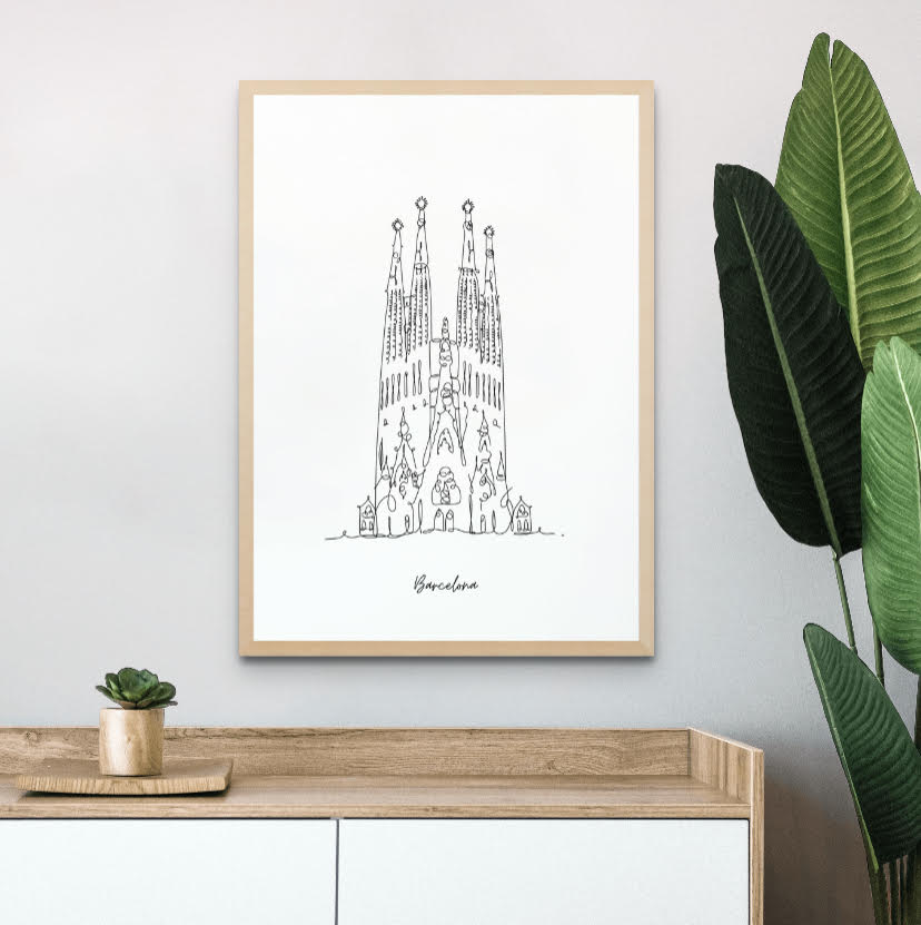 Barcelona Line Art Print