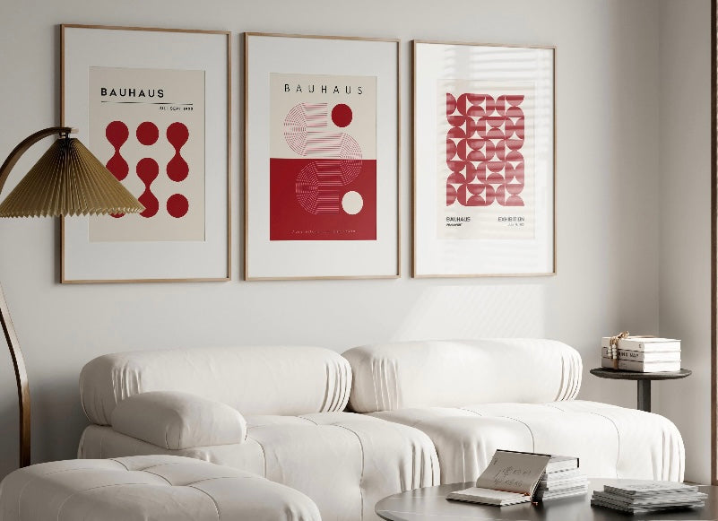 Bauhaus red Geometric print set