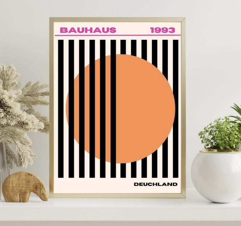 Bauhaus Set of 3 Pink Neon Retro Prints