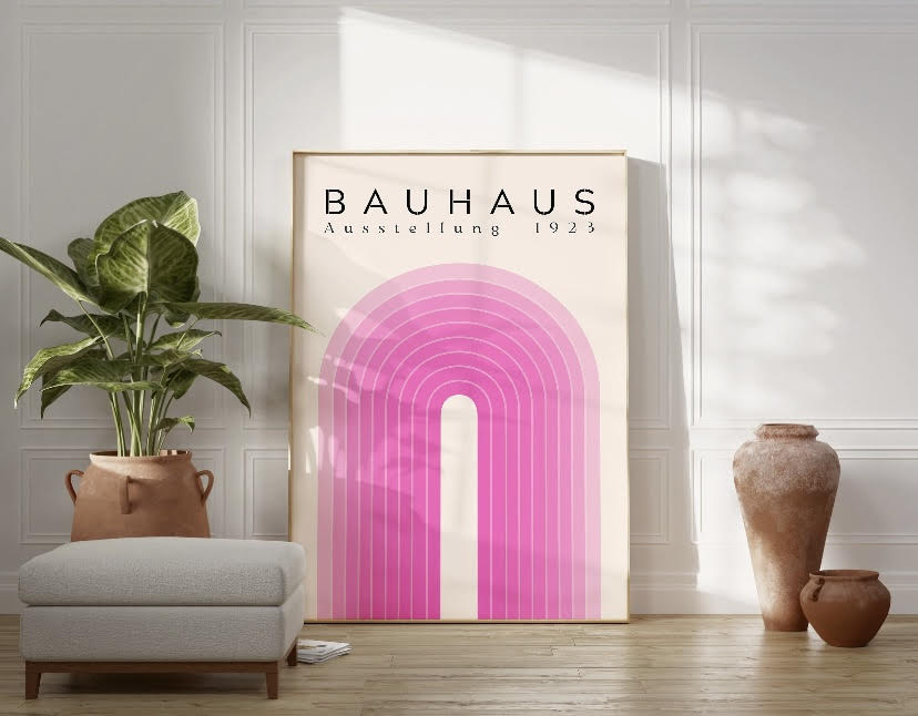 Bauhaus Pink Rainbow Print