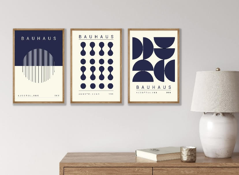 Bauhaus Navy Wall Art Set Of Three