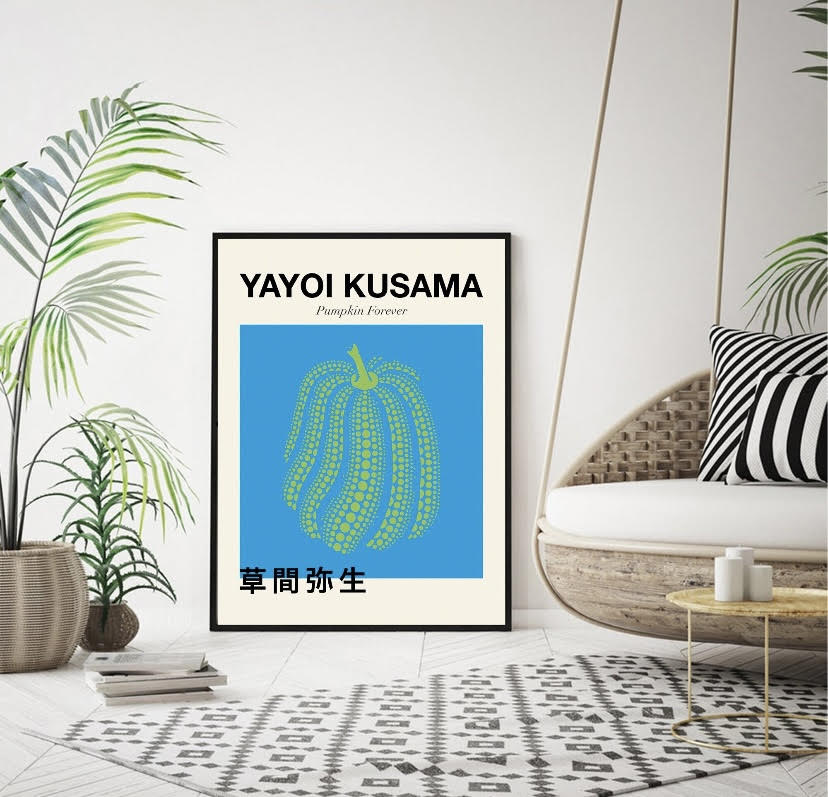 Yayoi Kusama pumpkin Forever Blue Art print