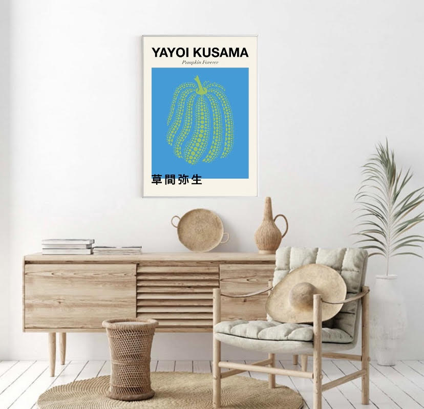 Yayoi Kusama pumpkin Forever Blue Art print