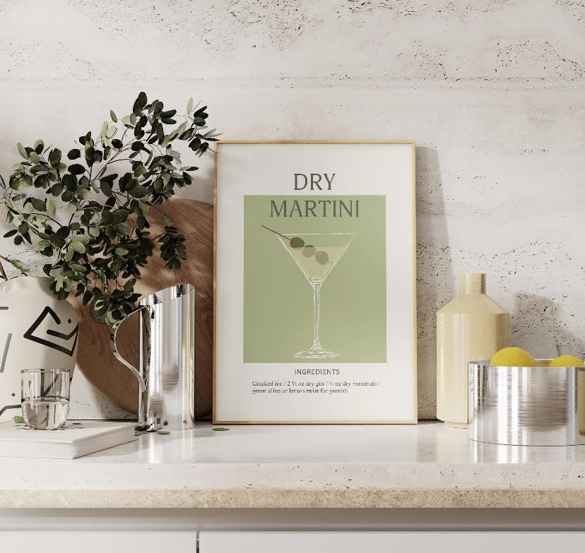 Set of Six Classic Cocktail Prints | Cocktail Gallery Wall Set