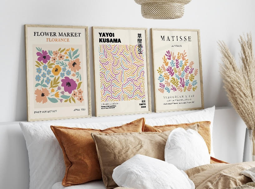 Set Of Three Matisse | Yayoi Kusama Colourful Flower Prints