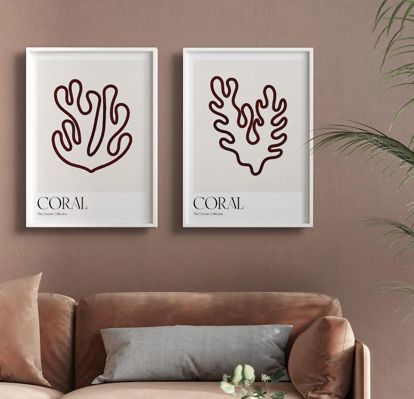 Coral Beach House Print Set