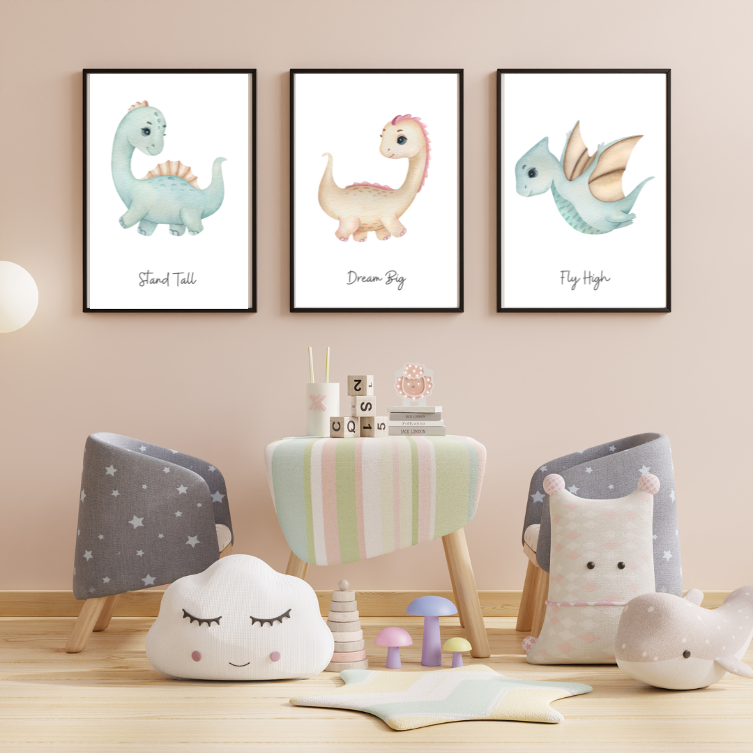 Set Of Three Dinosaur Prints